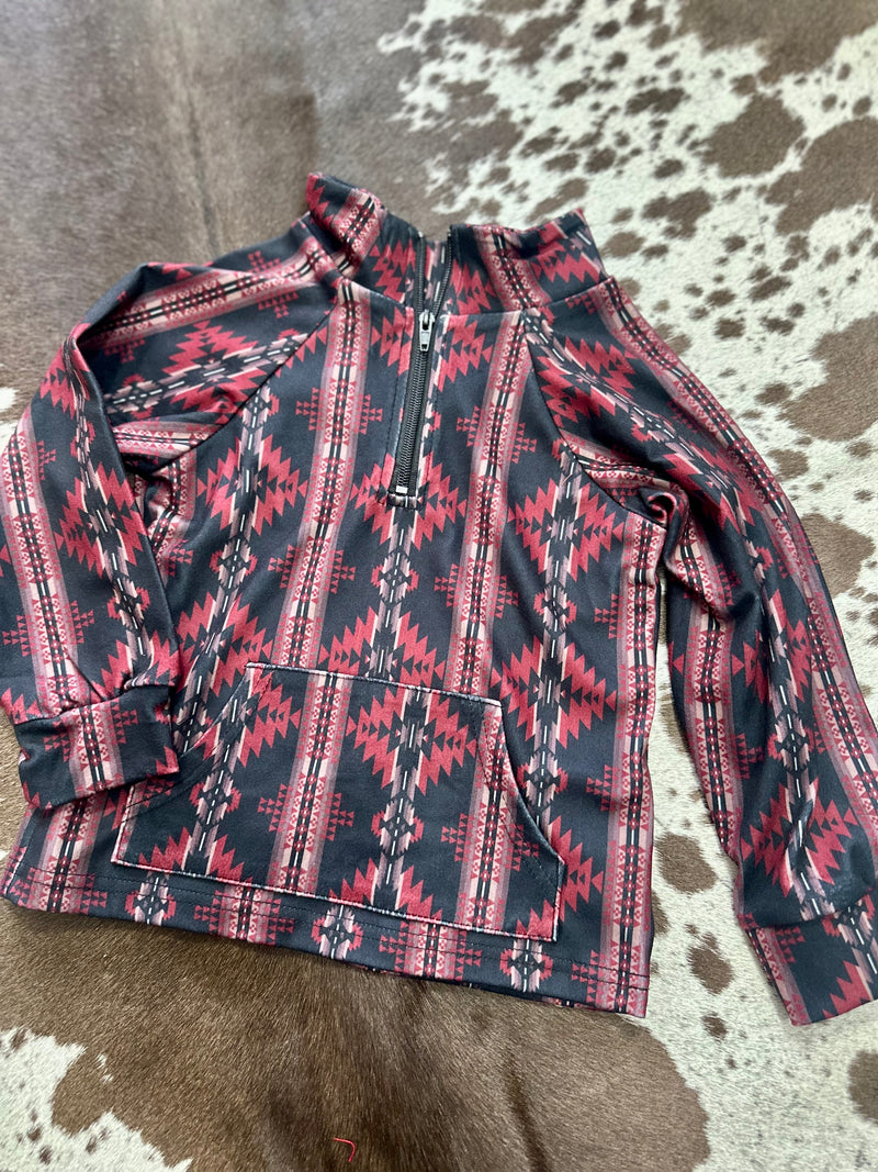 Kids Red Aztec Pullover