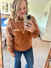 Brown Aztec Embroidered Sweatshirt