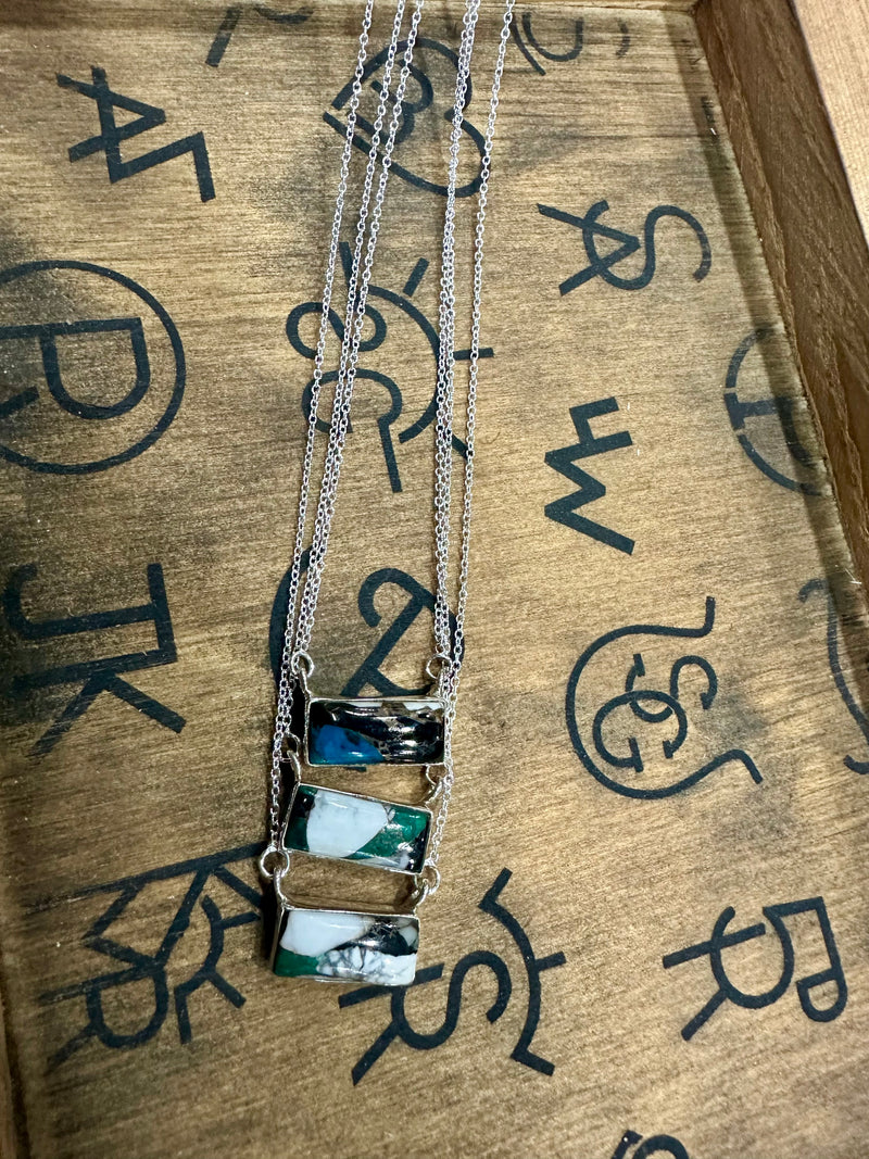 Mini White Buffalo Turquoise Bar Necklace