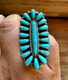 Cluster Ring - size 6 - kingman turquoise and sterling silver