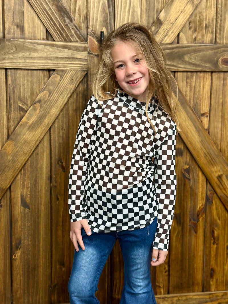 Girls Mesh Top - Checker