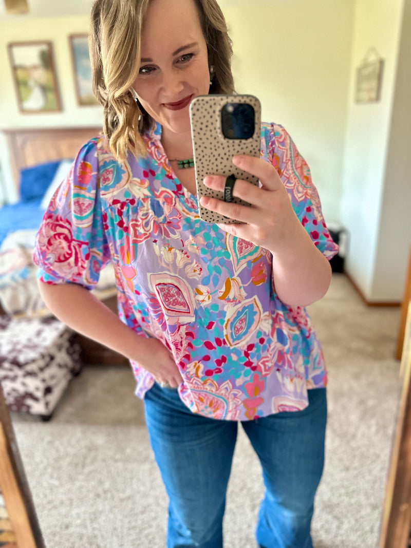 Lavender Mix Print Top