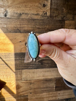 Long Ring- Size 6.5 - Larimar & sterling silver