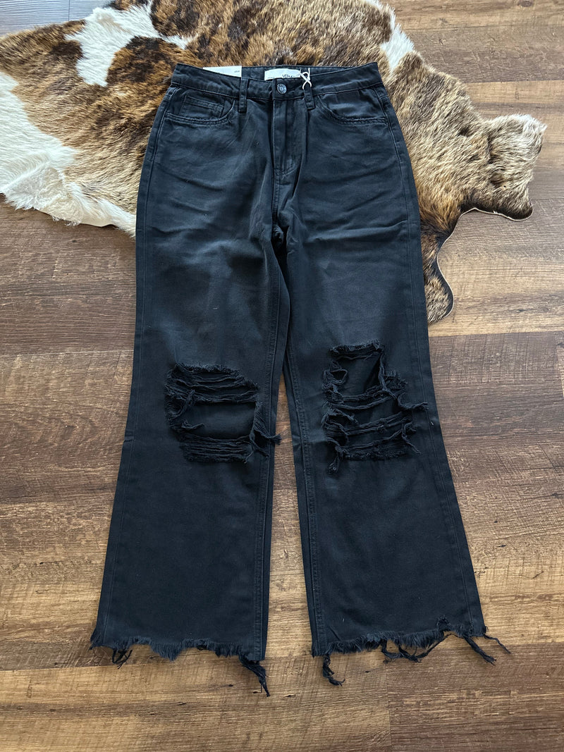Vervet Distressed Crop Jeans - Black