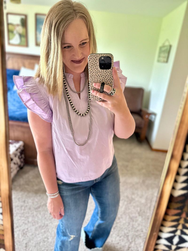 Lavender Flutter Sleeve Top