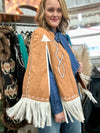 Tan Suede Boot Stitch Embroidered Cape