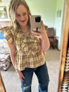 Plaid Peplum Bow Top