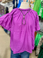 Plum Braided Neckline Top