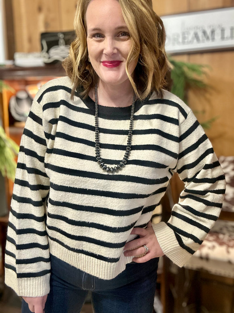 Ivory/Black Relaxed Sweater