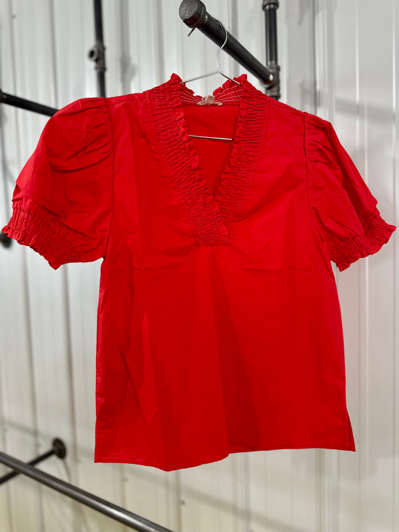 Tomato V Neck Top