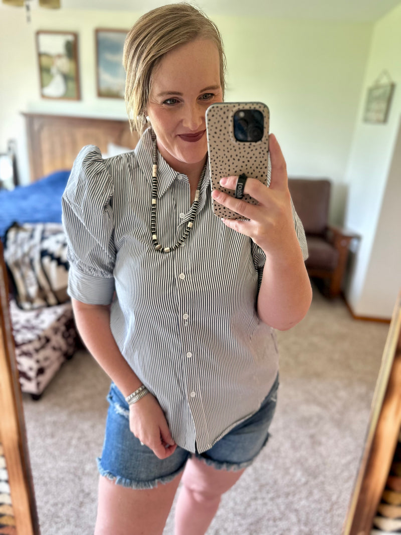 Black Striped Button Up Shirt