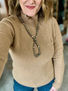 Taupe Ribbed Mock Neck Sweater