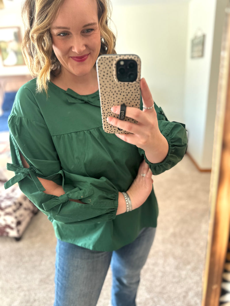 Hunter Green Bow Ties Top