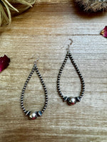 3 mm Sterling Silver Pearls earrings teardrop with 10 mm