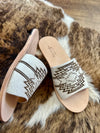 Aztec Cowhide Slides