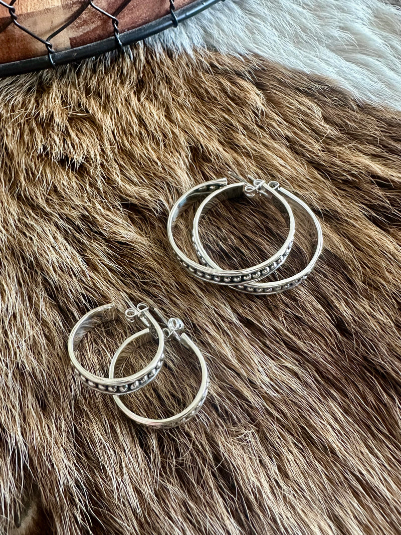 Skinny Ball Hoop Earrings