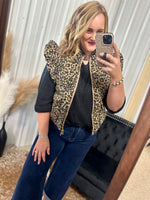 Leopard Ruffle Shoulder Vest