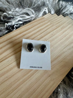 Black Onyx Oval Stud Earrings