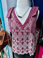 Ruffled Trim Tank - Mint