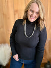 Ribbed Turtleneck Sweater - Black