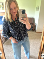 Navy Polka Dot 3/4 Sleeve Top
