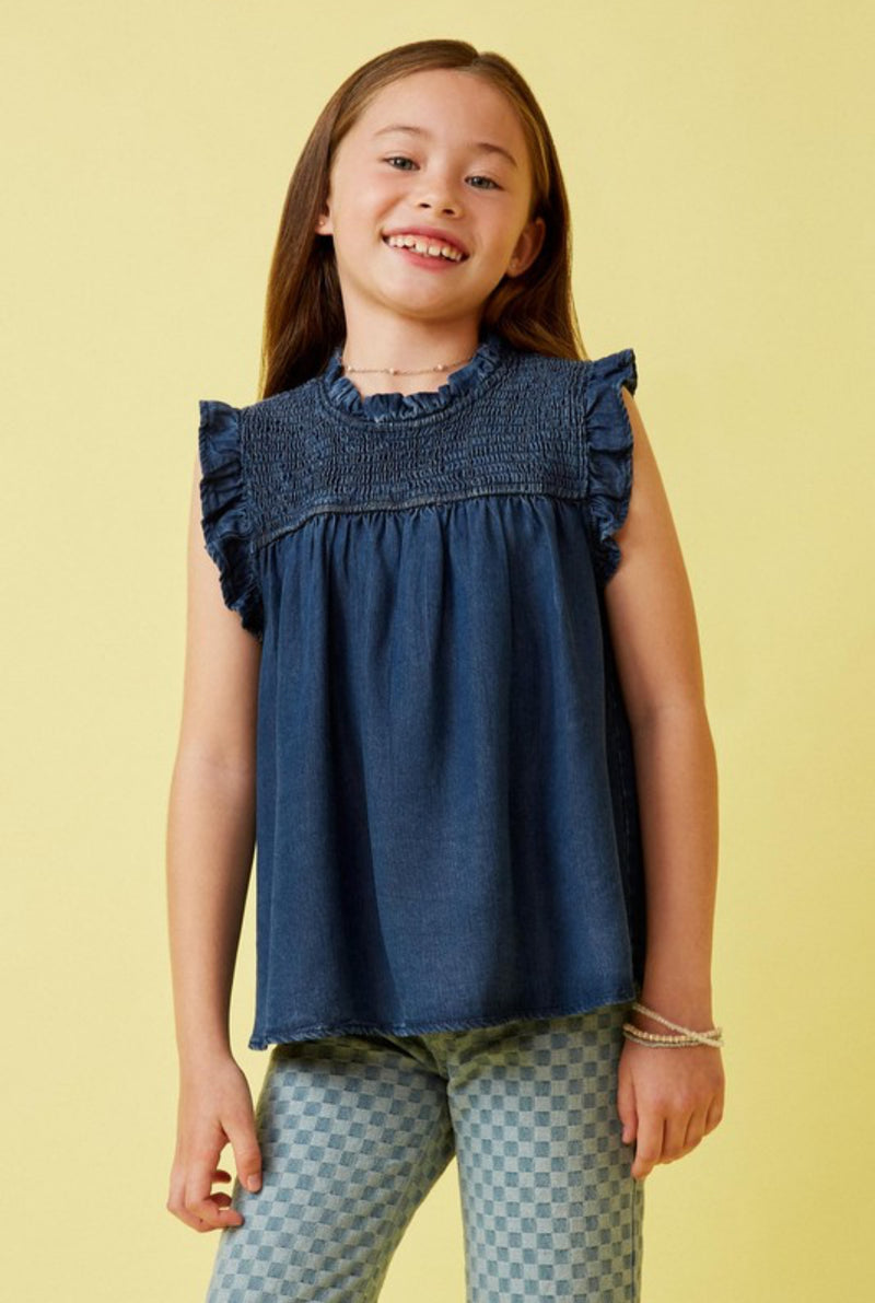 Girls Dark Denim Top