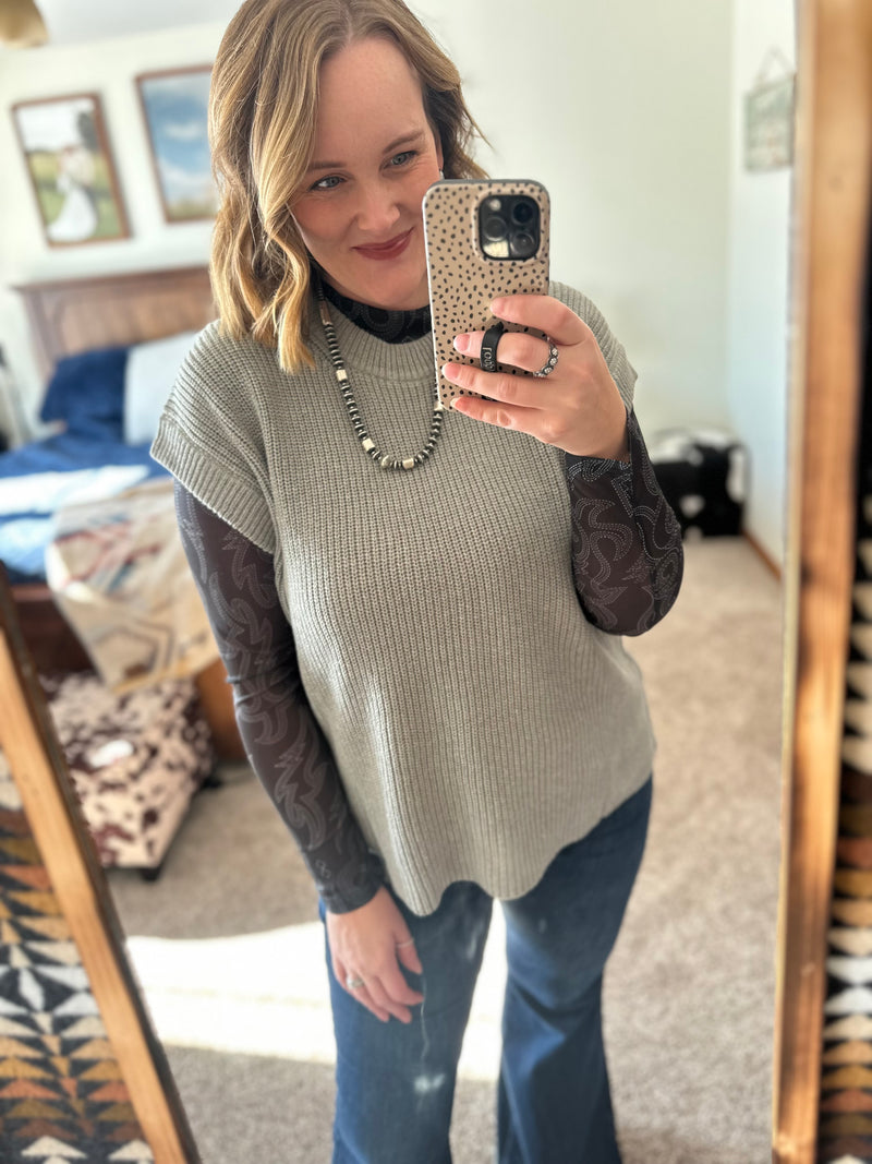 Grey Sweater Vest Top