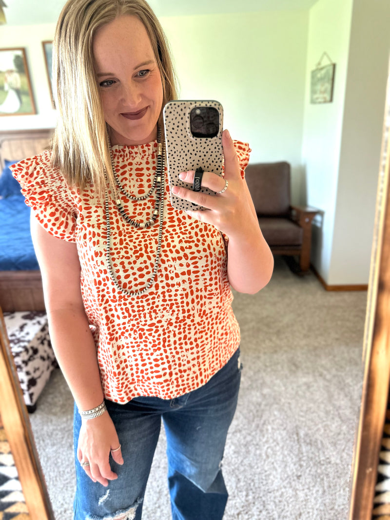 Orange Dot Print Top