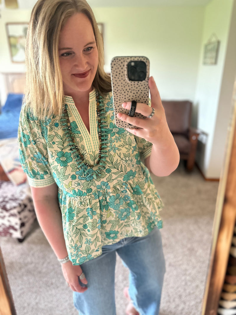 Emerald Floral Top