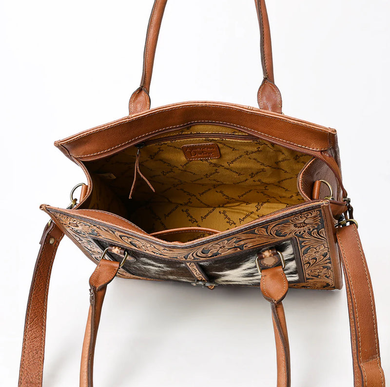 Cowhide / Tooled Leather Belt Tote
