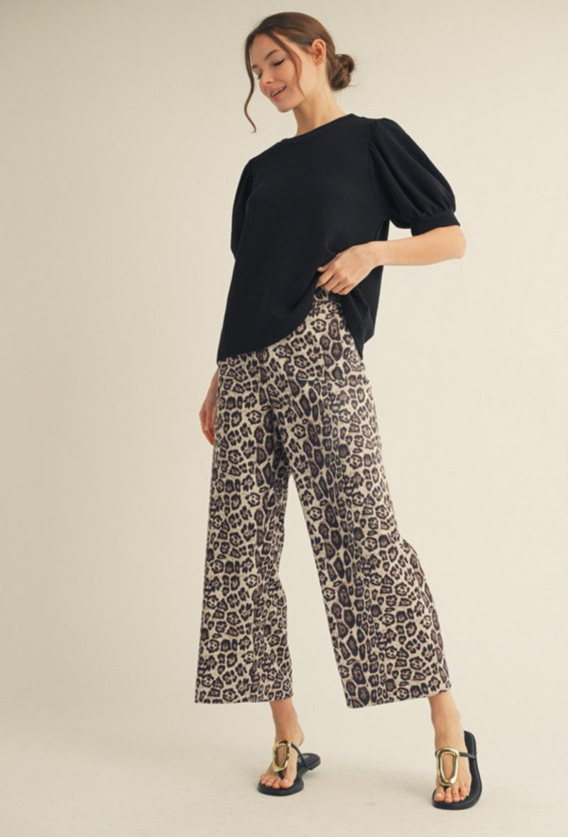 Leopard Crop Wide Leg Pants