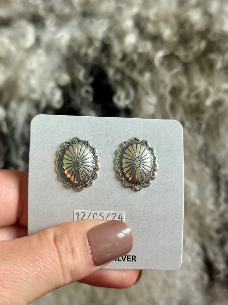 Oval Sterling Stamped Earrings