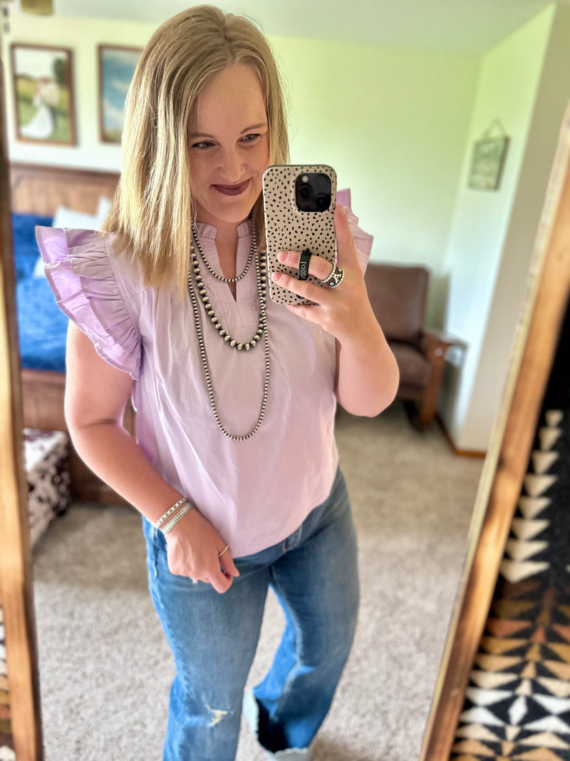Lavender Flutter Sleeve Top