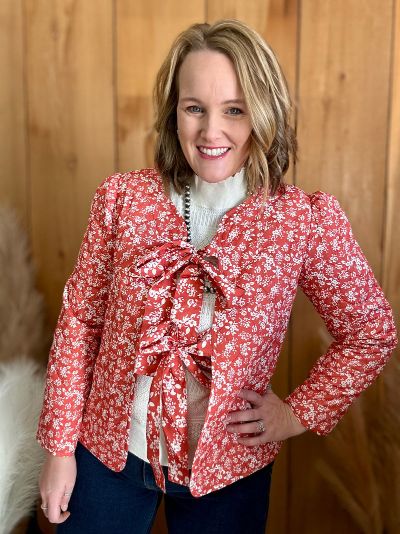 Rust Floral Quilted Jacket