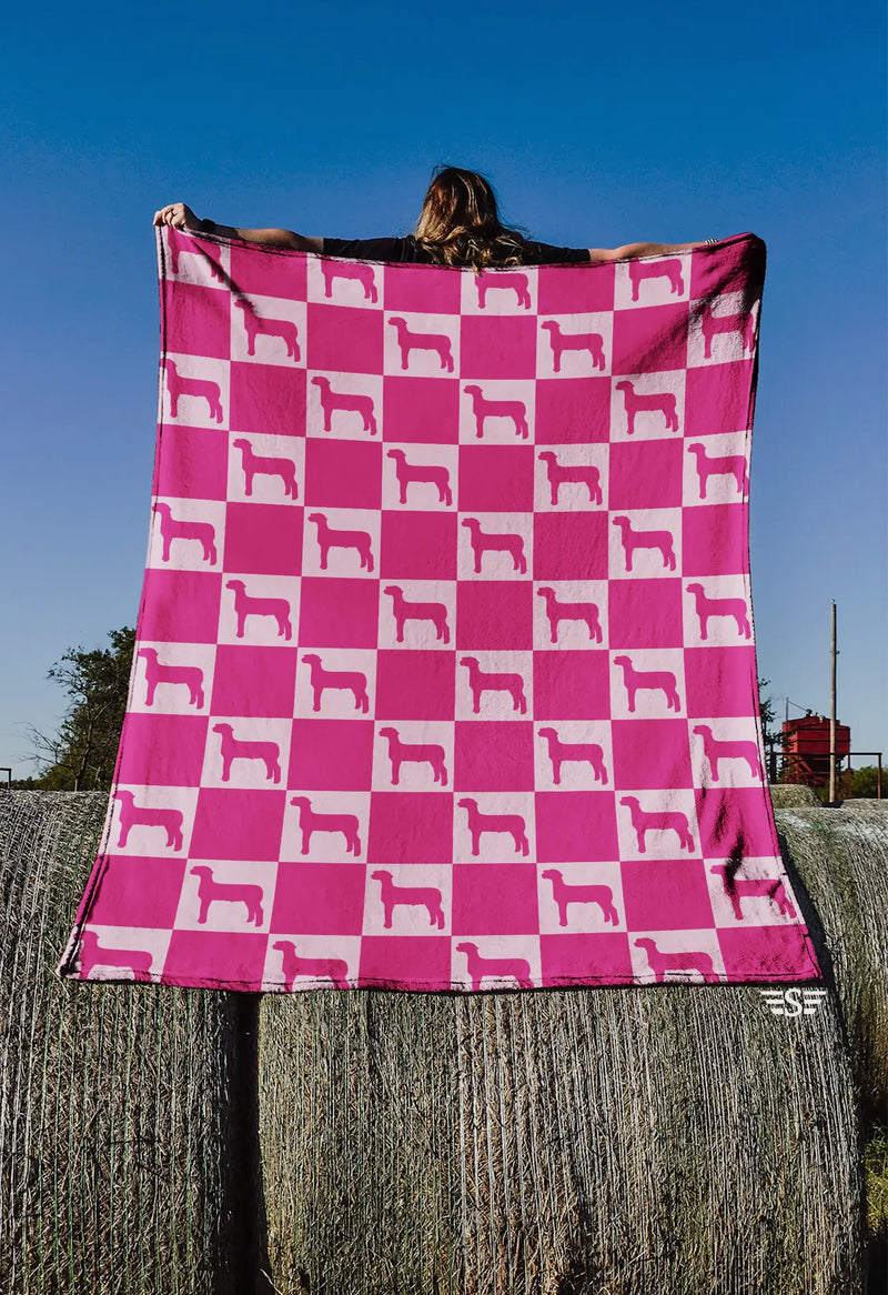 Pink Check Lamb Blanket