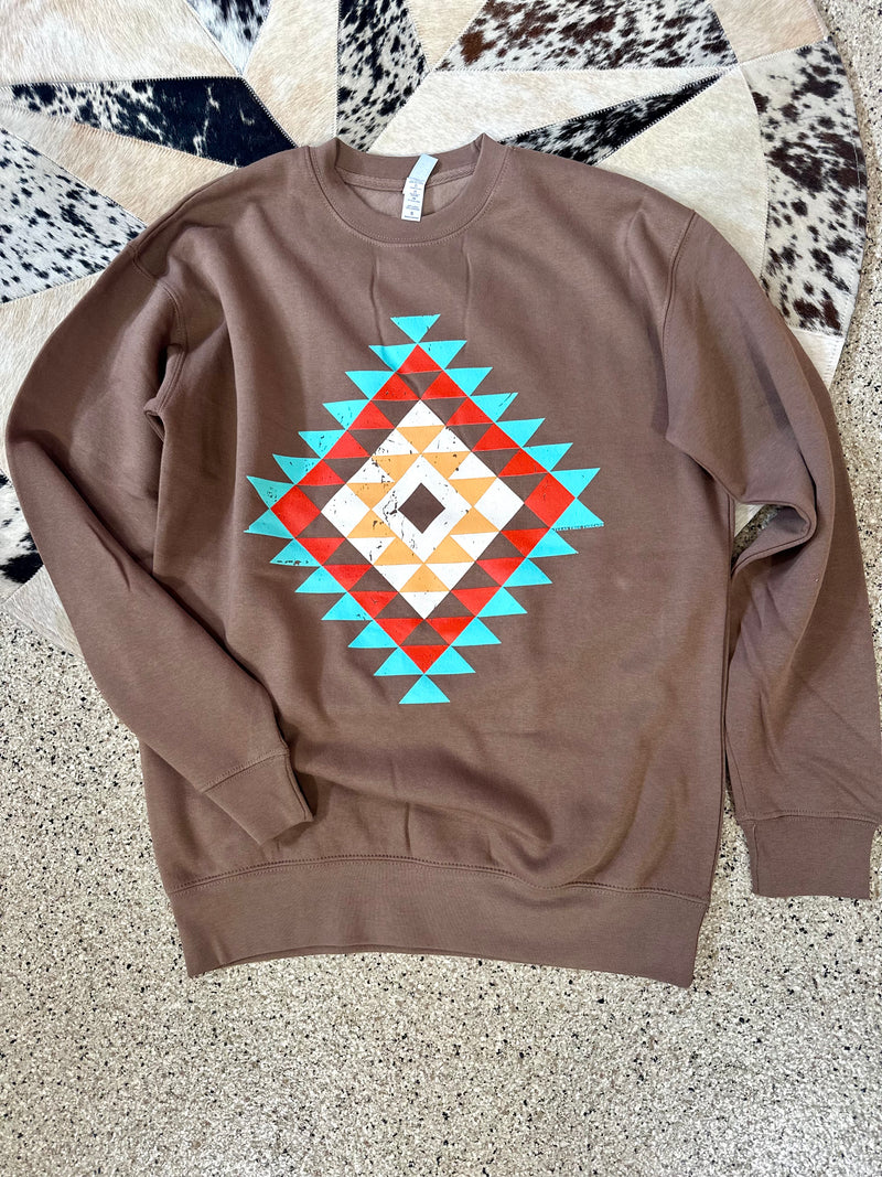 Aztec Crewneck Sweatshirt - Latte