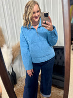 Ocean Blue Quilted Pullover