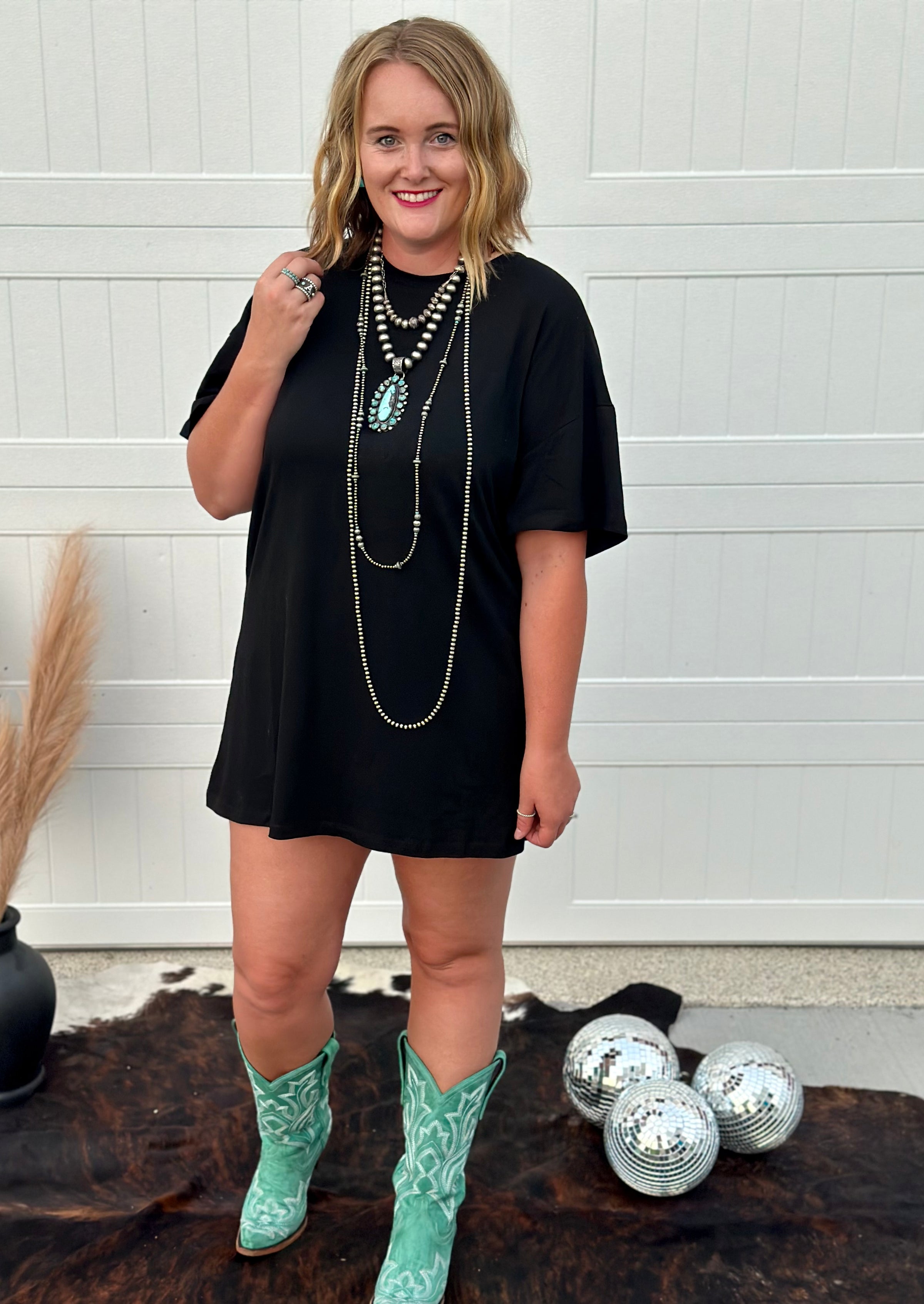 Stylish Rhinestone Fringe Black T-shirt Dress – Shop PS Boutique