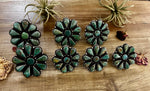 Green flowers turquoise rings