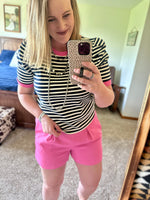 Striped Top - Navy/Pink