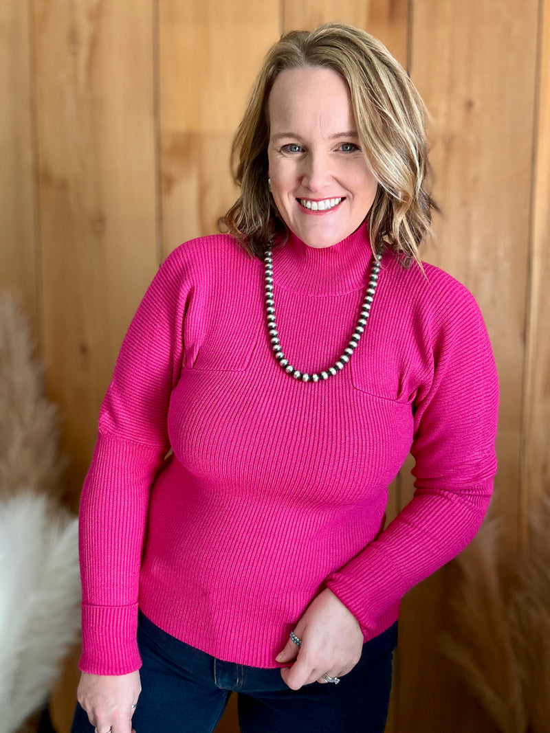 Raspberry Mock Neck Sweater