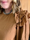 Camel Ruffle Shoulder Top