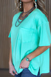 Mint Ribbed Boyfriend Top