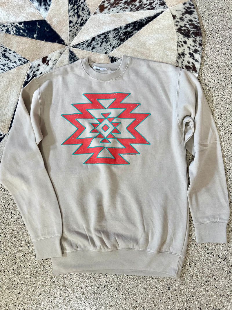 Aztec Crewneck Sweatshirt - Stone