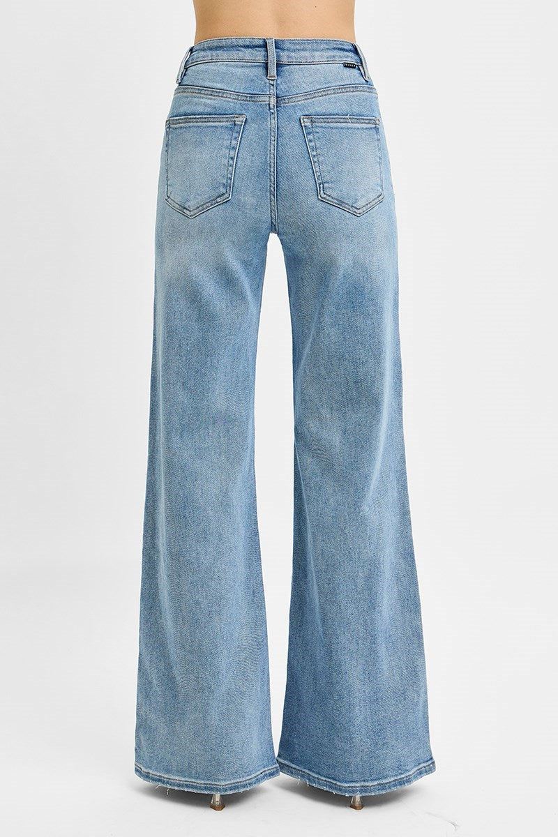 Risen High Rise Wide Front Yoke Jeans