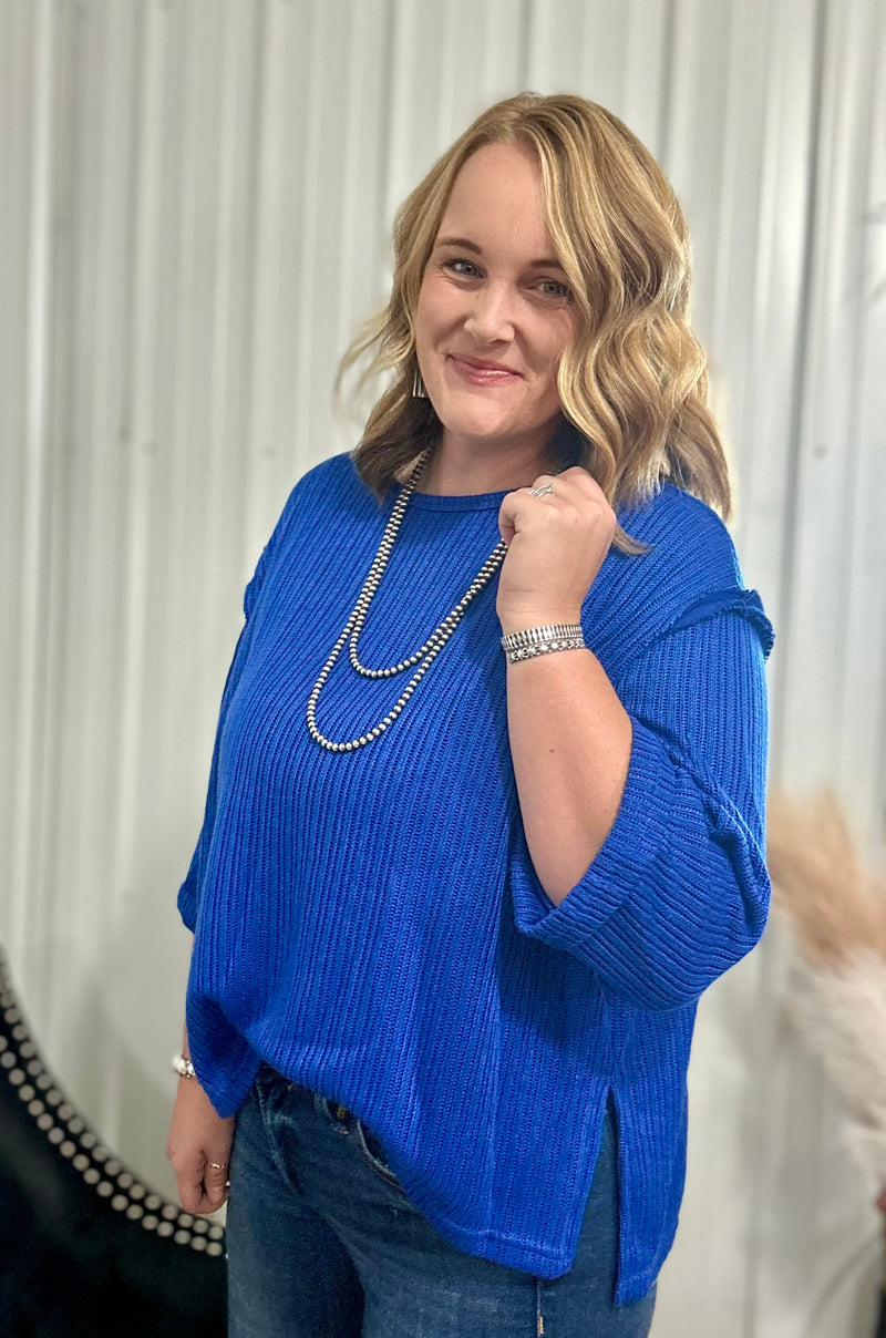 Royal Knit 3/4 Sleeve Top