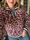 Burgundy Leopard Sweater 1/4 Zip