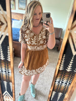 Tan Suede Embroidered Dress