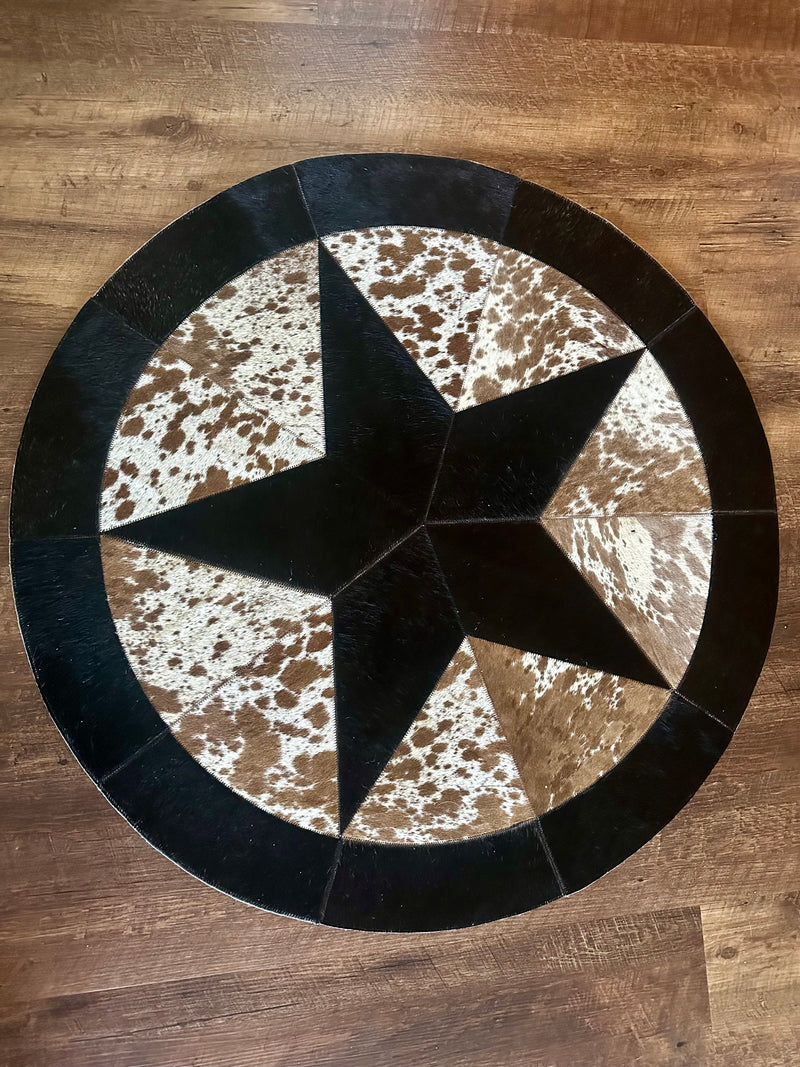 3ft Round Star Cowhide Rug