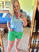 Kelly Green Pleated Elastic Shorts